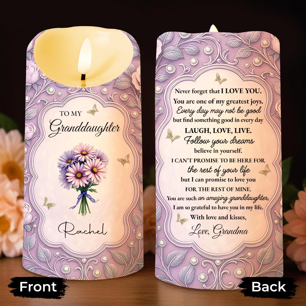 To My Granddaughter, Remember I Love You, Flowers and Butterflies