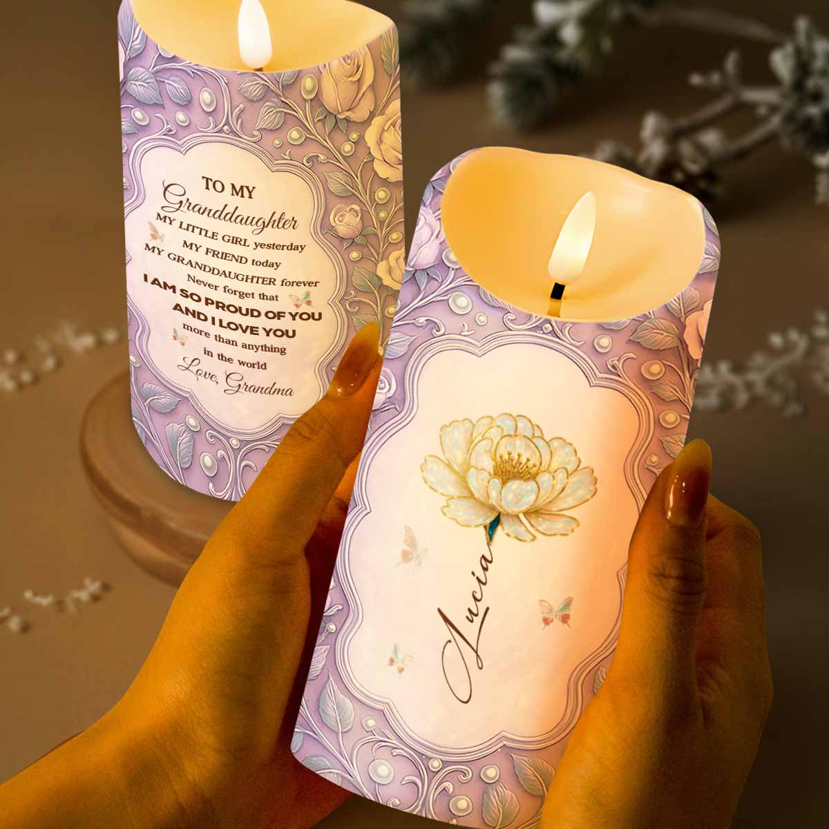 To My Granddaughter, Flowers And Butterflies Design