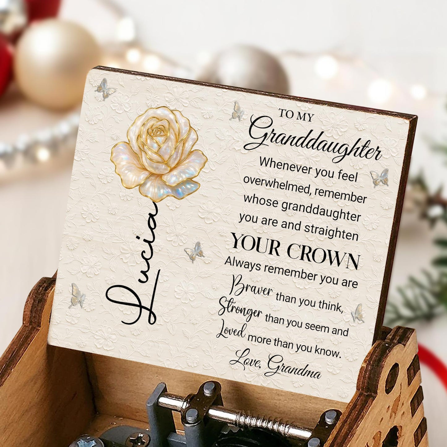 To My Granddaughter, Remember Your Crown, Flower and Butterflies