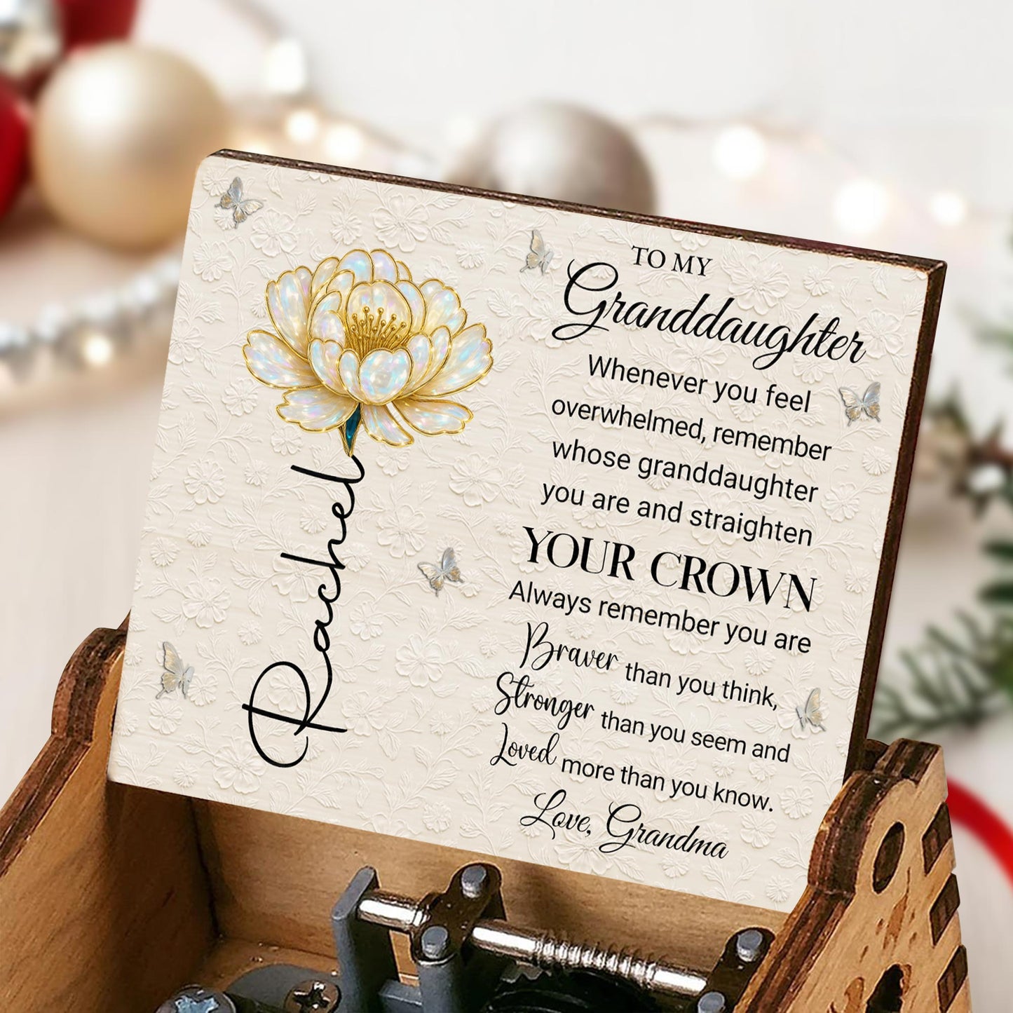 To My Granddaughter, Remember Your Crown, Flower and Butterflies