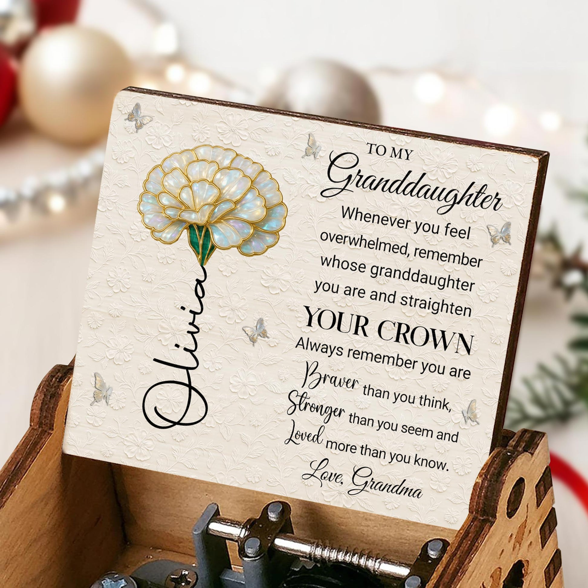 To My Granddaughter, Remember Your Crown, Flower and Butterflies