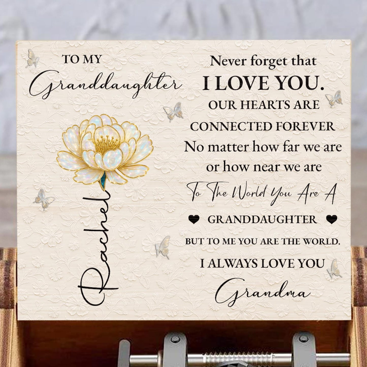 To My Granddaughter, Flower And Butterfly Design