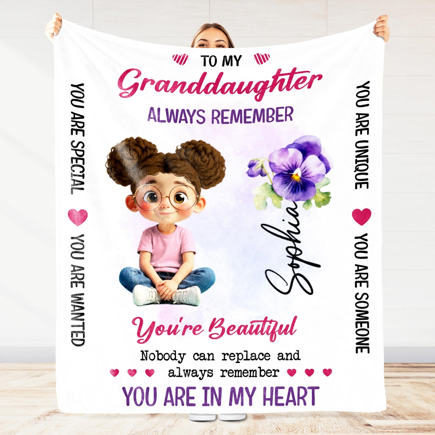 To My Granddaughter, You Are Special, Girl And Flowers