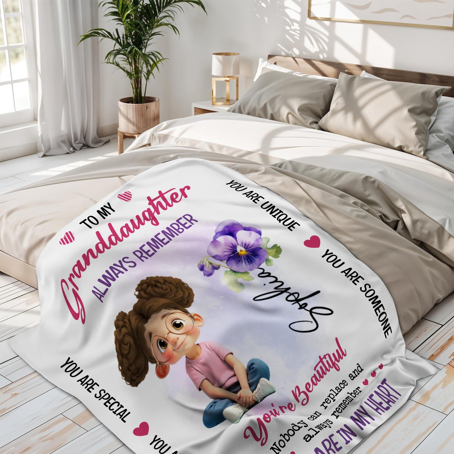 To My Granddaughter, You Are Special, Girl And Flowers