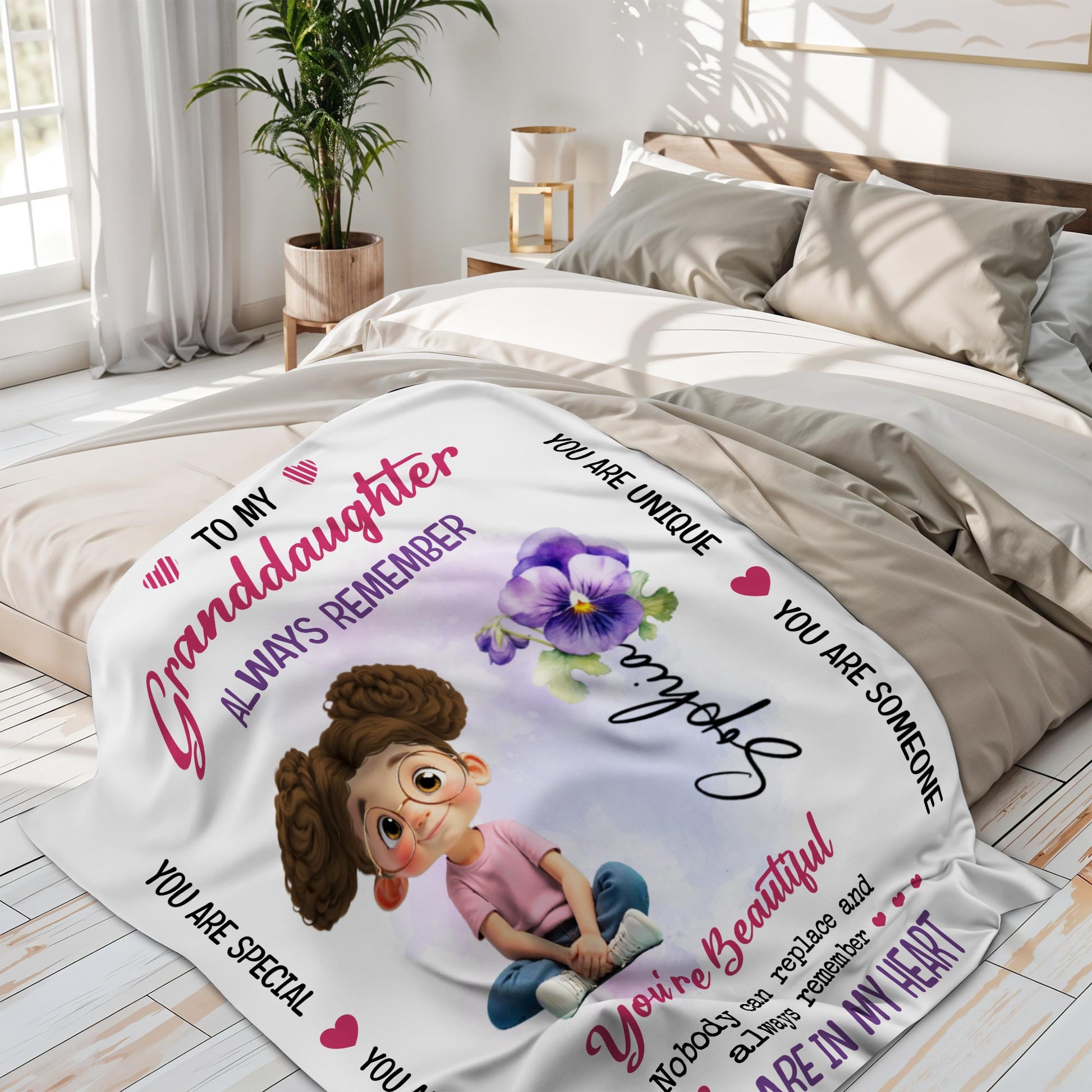 To My Granddaughter, You Are Special, Girl And Flowers