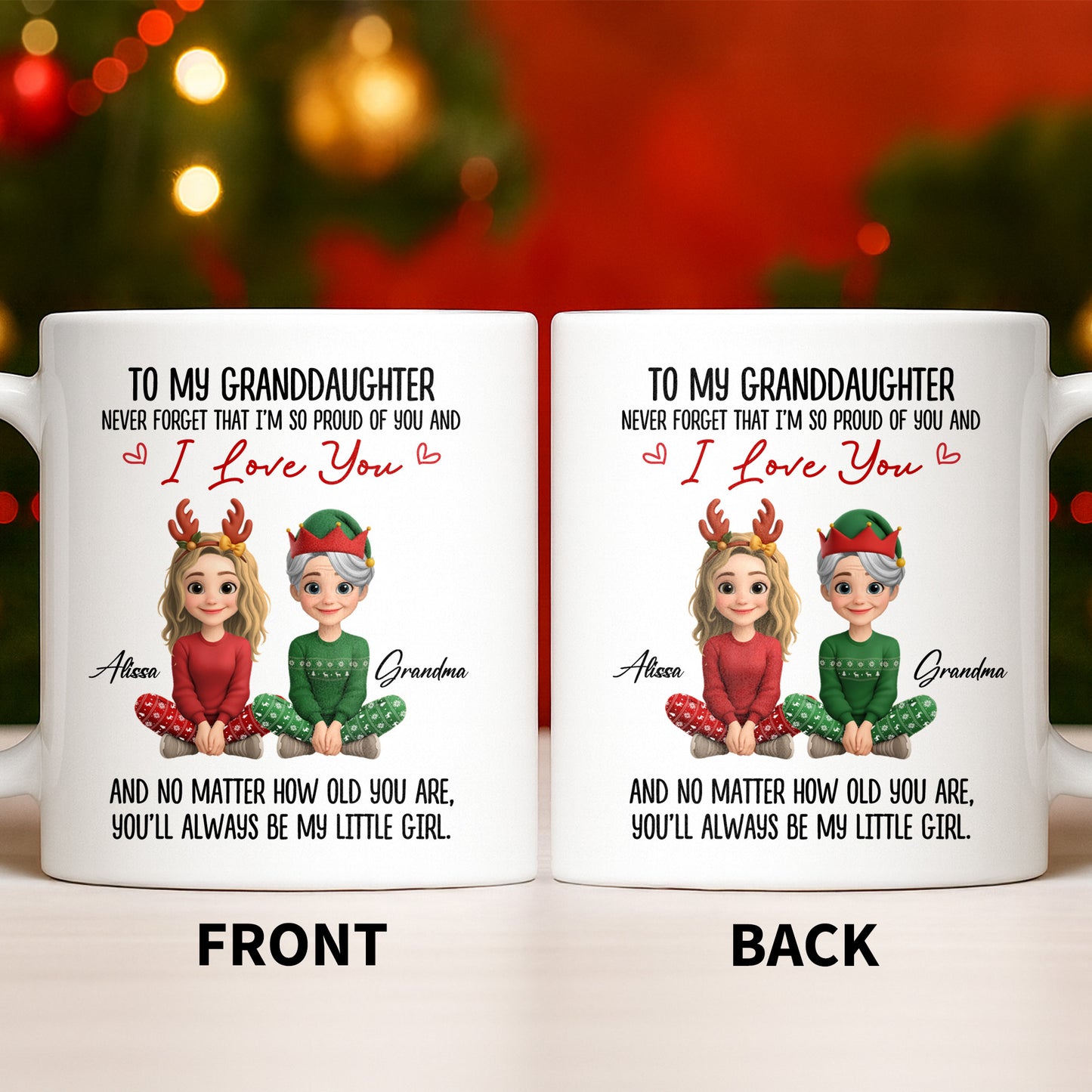 To My Granddaughter, Proud And Loving Message With Christmas Outfits