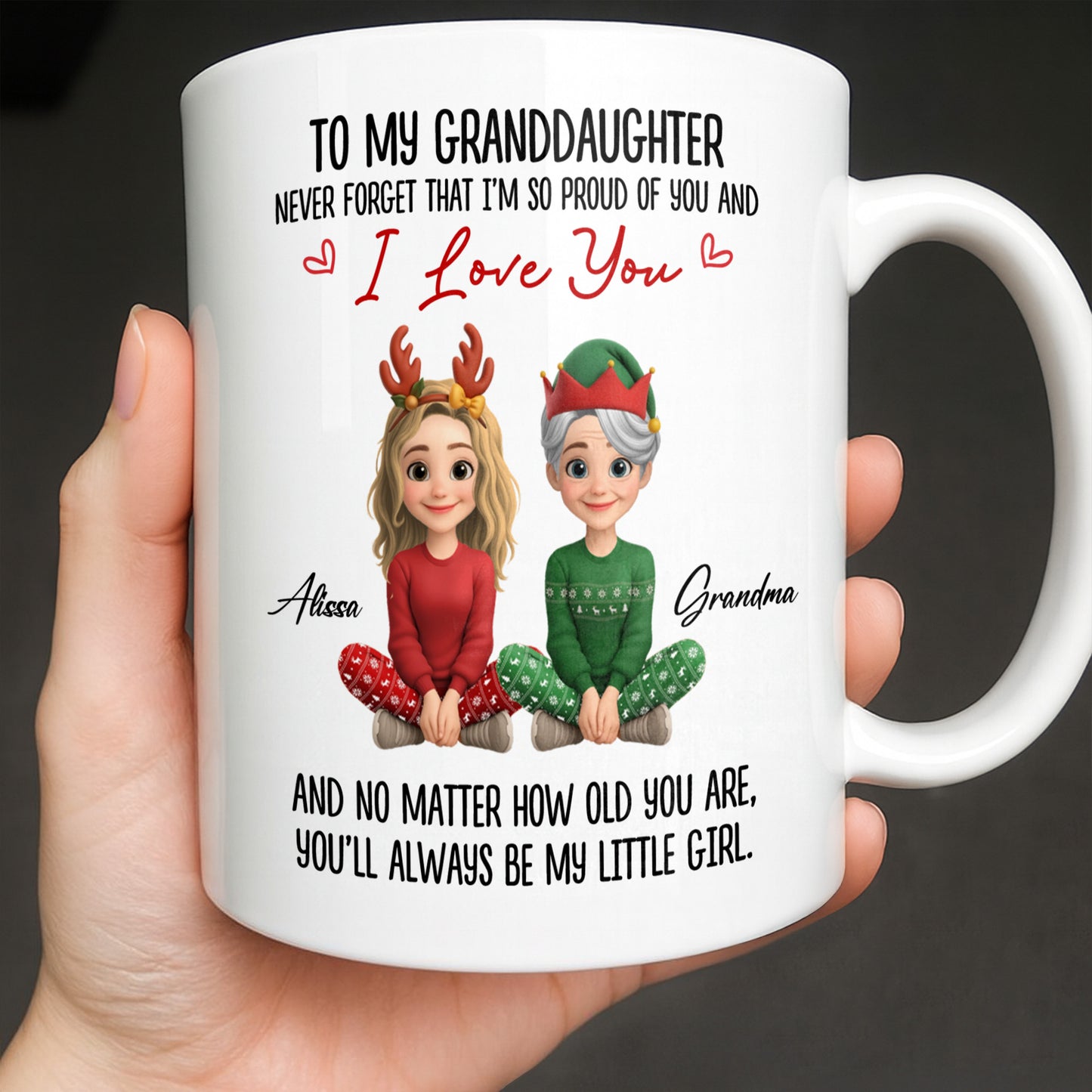 To My Granddaughter, Proud And Loving Message With Christmas Outfits