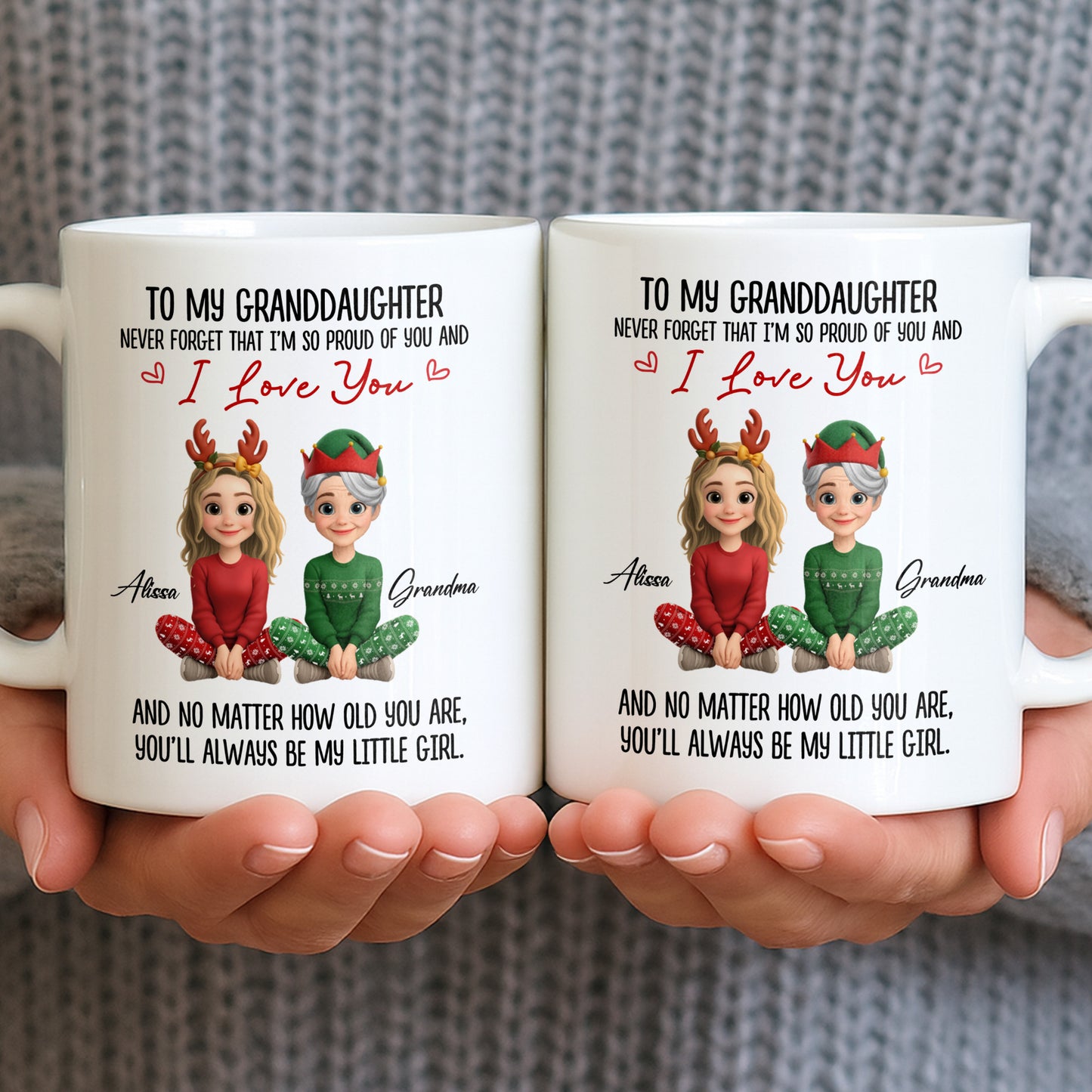 To My Granddaughter, Proud And Loving Message With Christmas Outfits