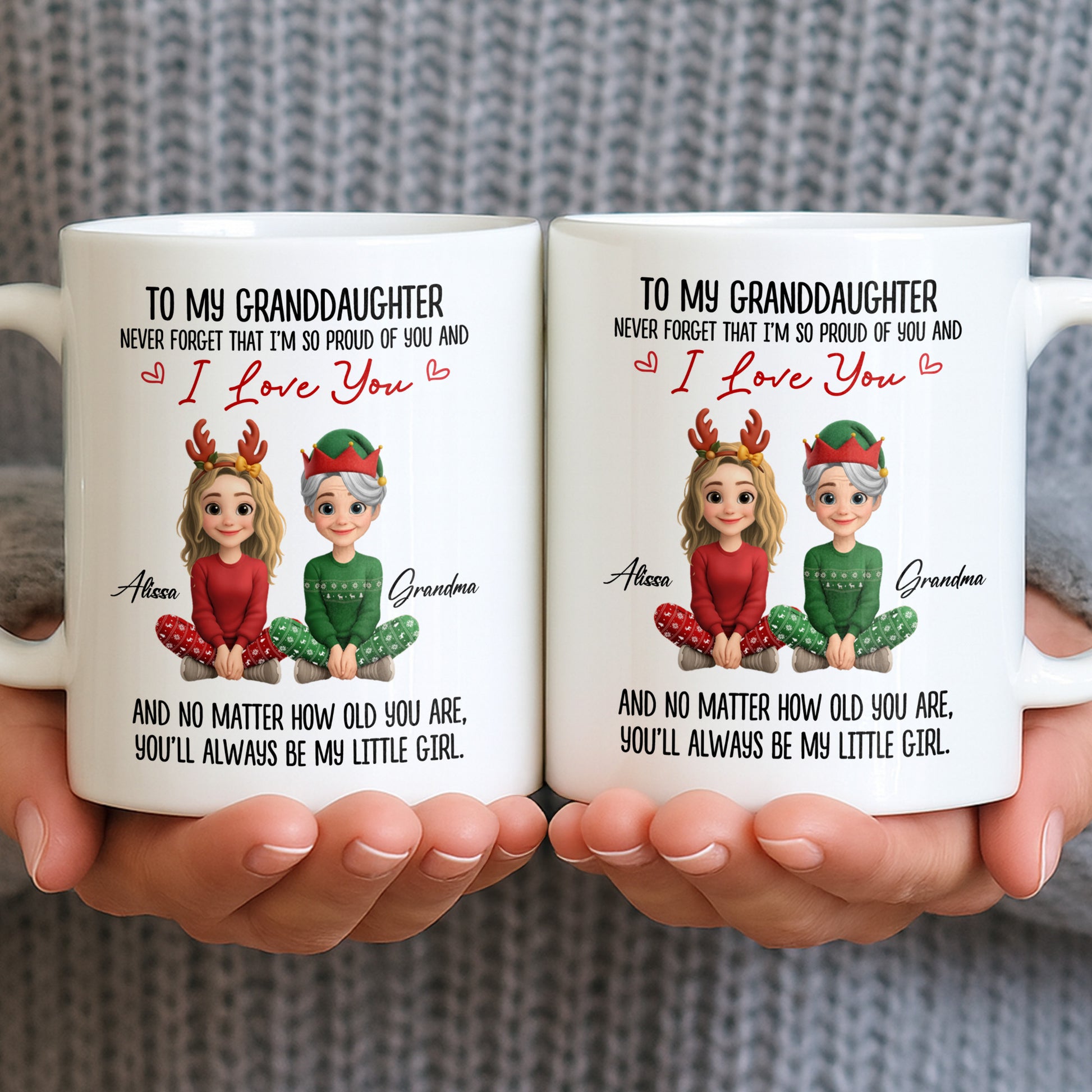 To My Granddaughter, Proud And Loving Message With Christmas Outfits