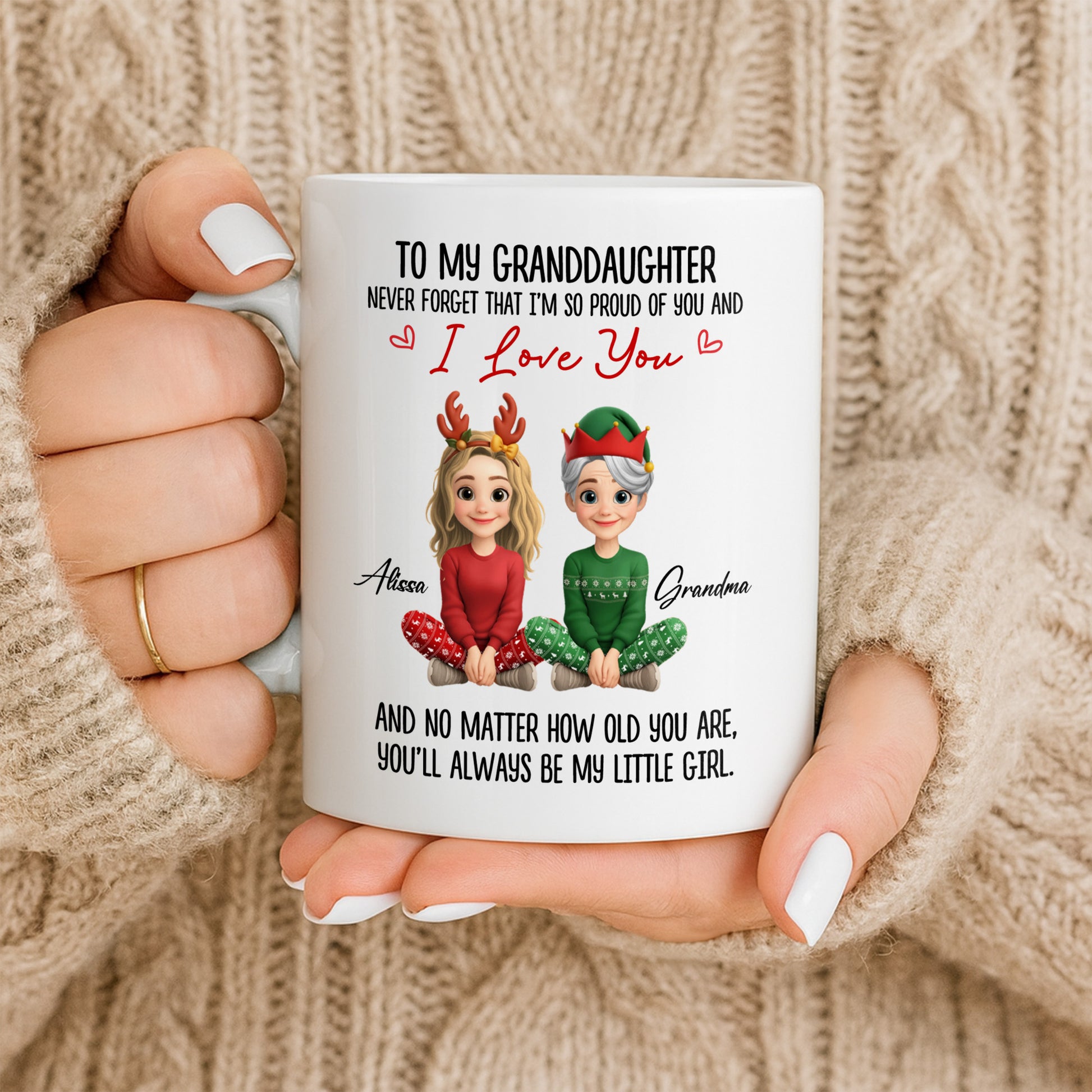 To My Granddaughter, Proud And Loving Message With Christmas Outfits