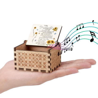 To My Granddaughter, Sunflowers And Butterflies - Custom Music Box With "You Are My Sunshine" Tune - GDT529_MZB