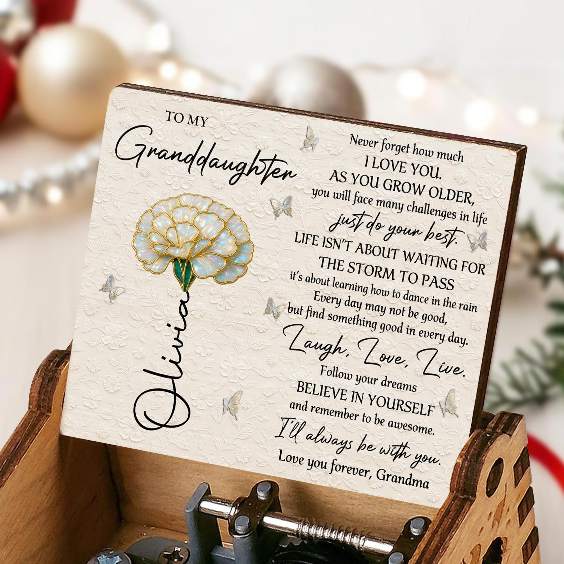 To My Granddaughter, Love You Forever With Flower And Butterflies