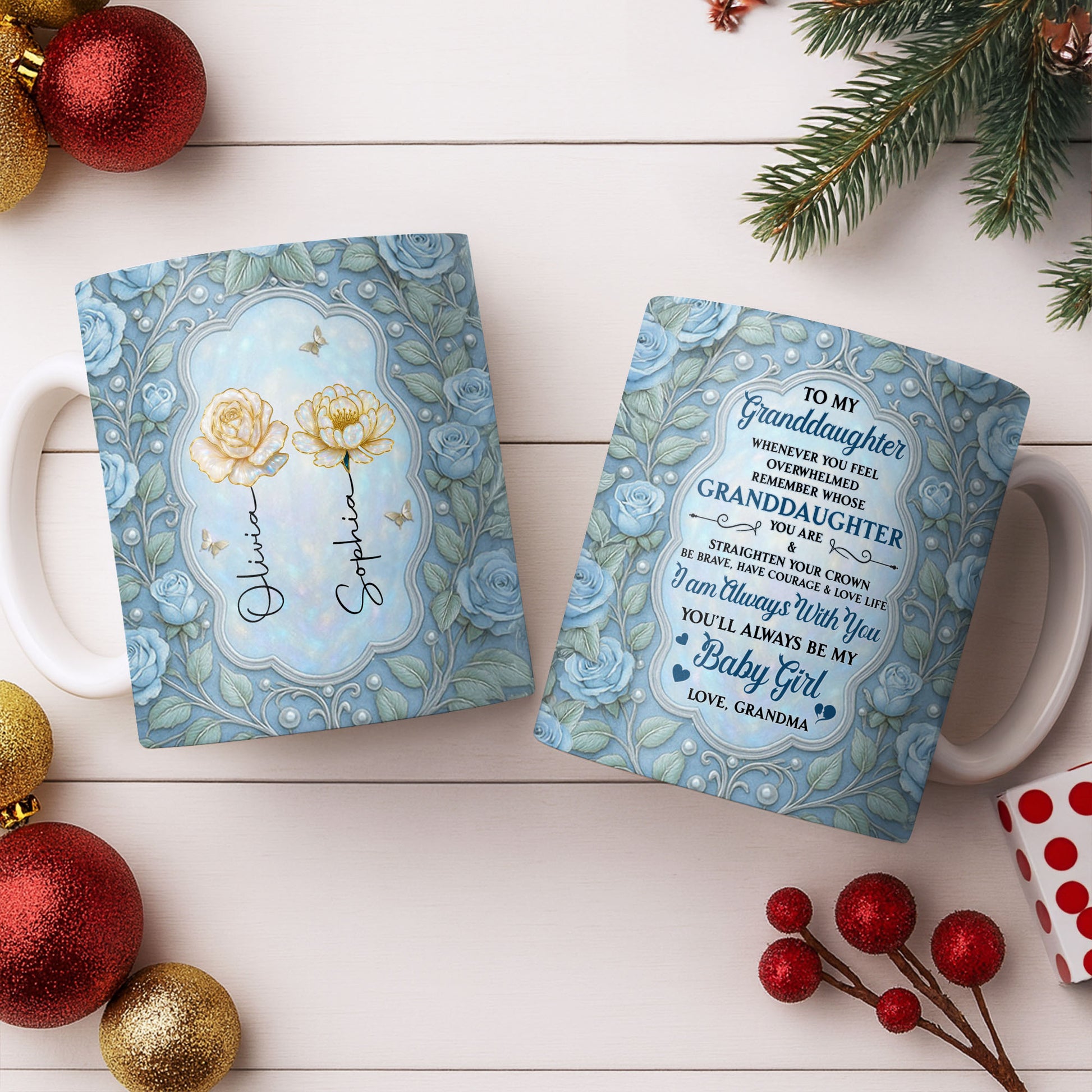 To My Granddaughter, Roses and Crowns Design