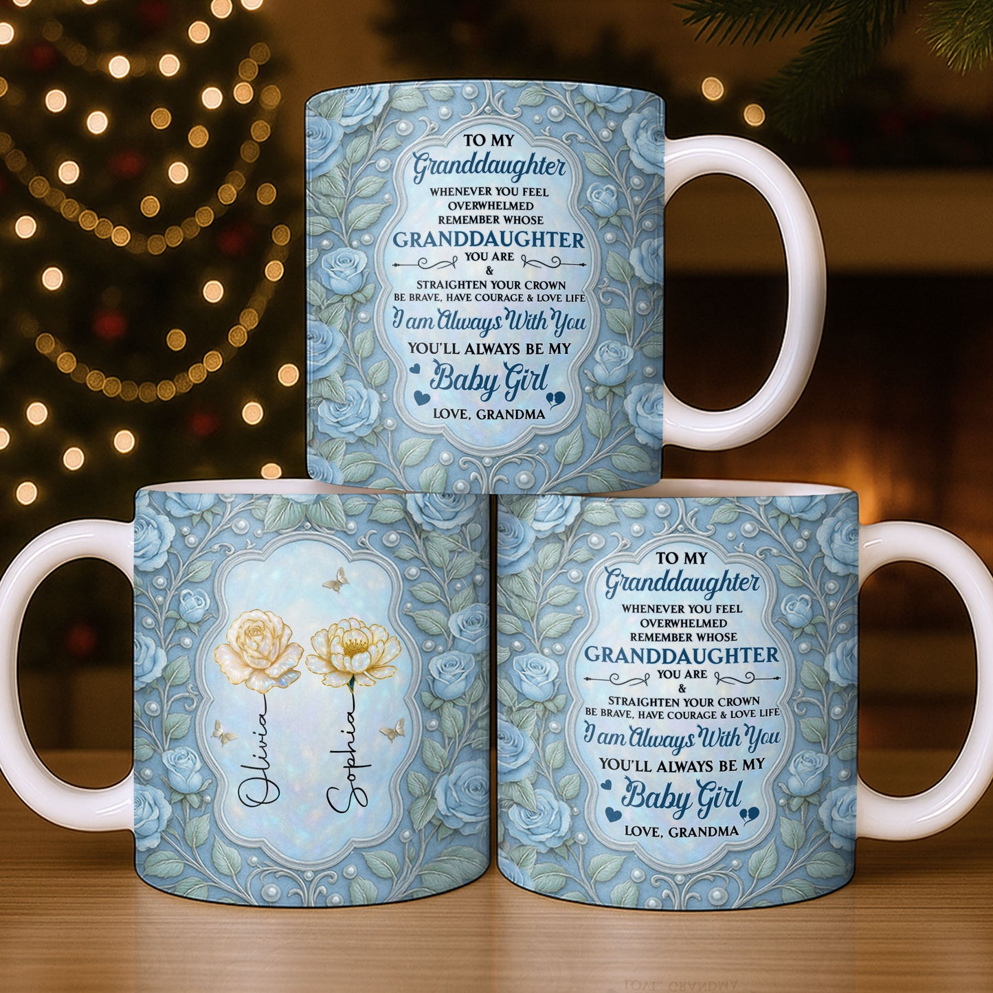 To My Granddaughter, Roses and Crowns Design