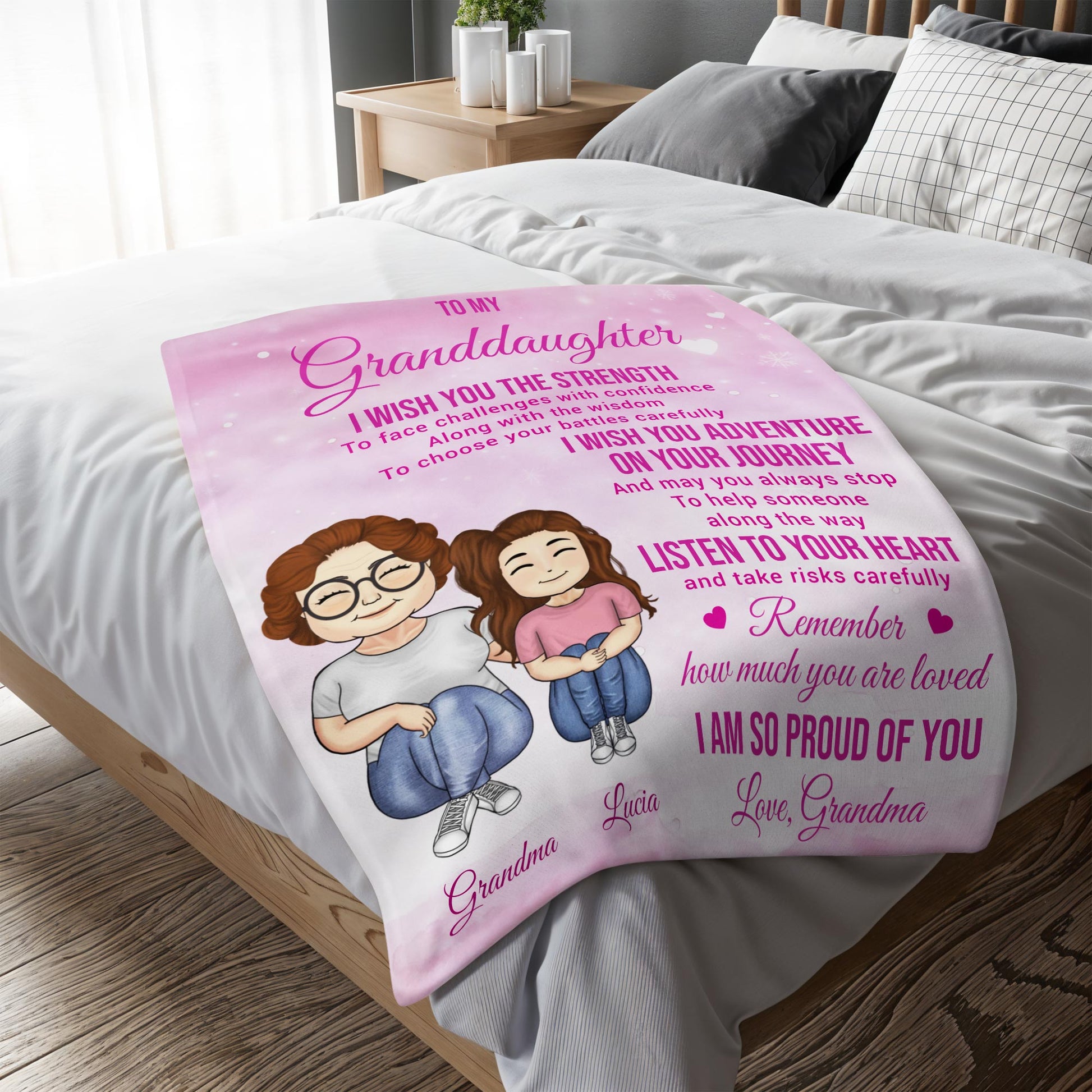 To My Granddaughter, Grandmother And Granddaughter With Hearts