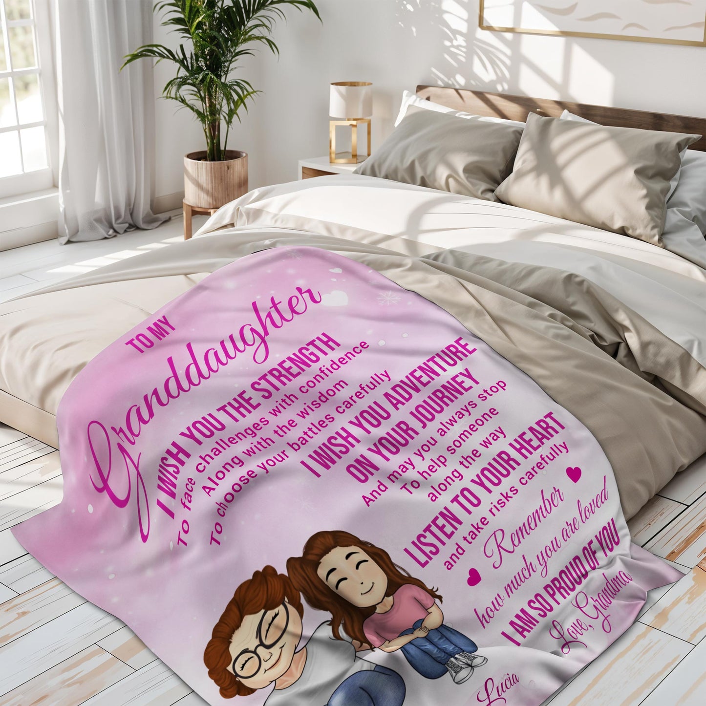 To My Granddaughter, Grandmother And Granddaughter With Hearts