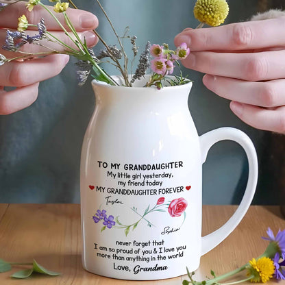 To My Granddaughter, My Little Girl Yesterday, Flowers And Heart Design