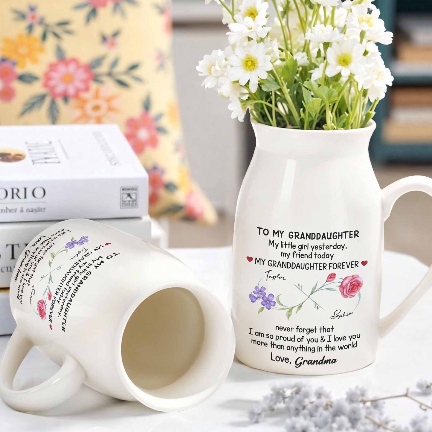 To My Granddaughter, My Little Girl Yesterday, Flowers And Heart Design