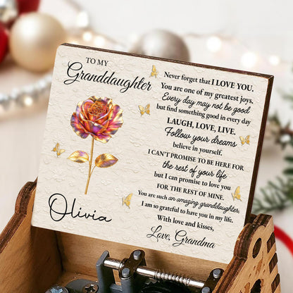 To My Granddaughter, Flowers And Butterflies Music Box