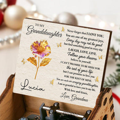 To My Granddaughter, Flowers And Butterflies Music Box