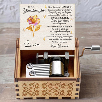 To My Granddaughter, Flowers And Butterflies Music Box