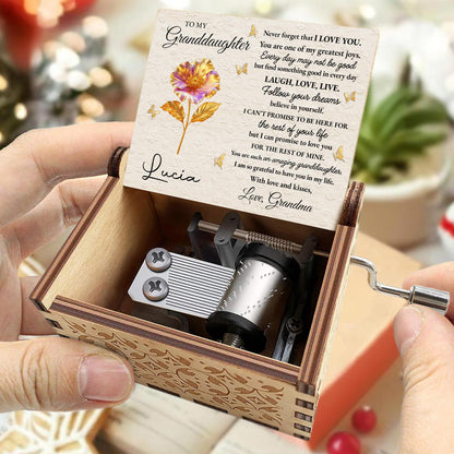 To My Granddaughter, Flowers And Butterflies Music Box