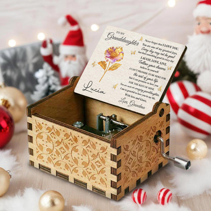 To My Granddaughter, Flowers And Butterflies Music Box