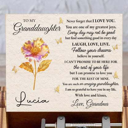 To My Granddaughter, Flowers And Butterflies Music Box