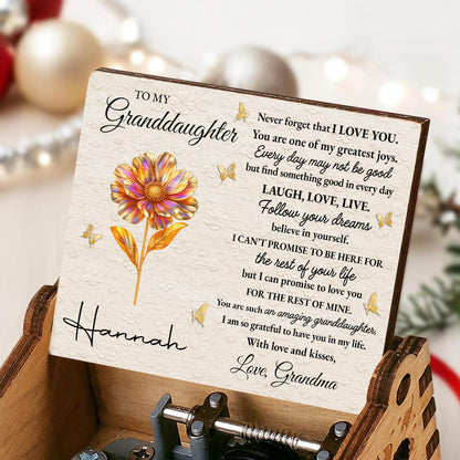 To My Granddaughter, Flowers And Butterflies Music Box