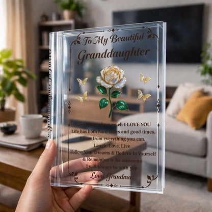 To My Beautiful Granddaughter, Rose And Butterflies Vase