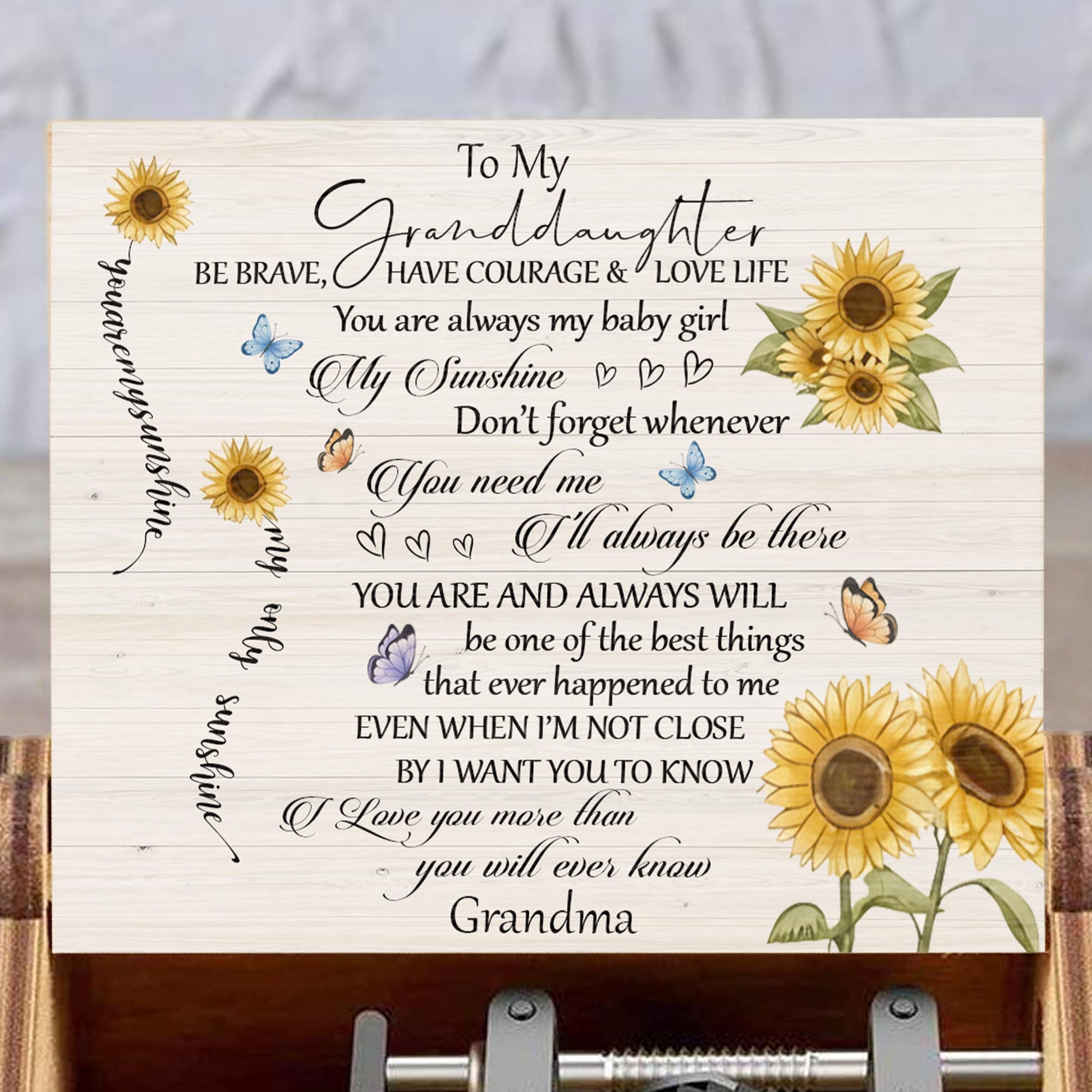To My Granddaughter My Sunshine With Sunflowers And Butterflies