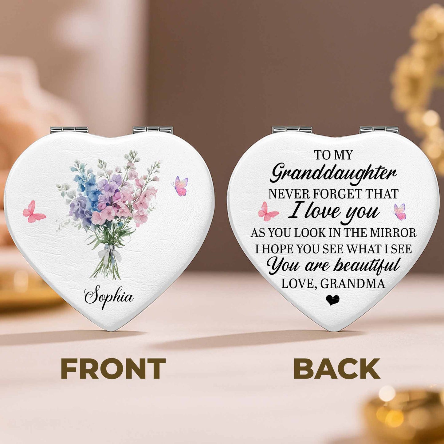 To My Granddaughter, Love Message With Flowers And Butterflies