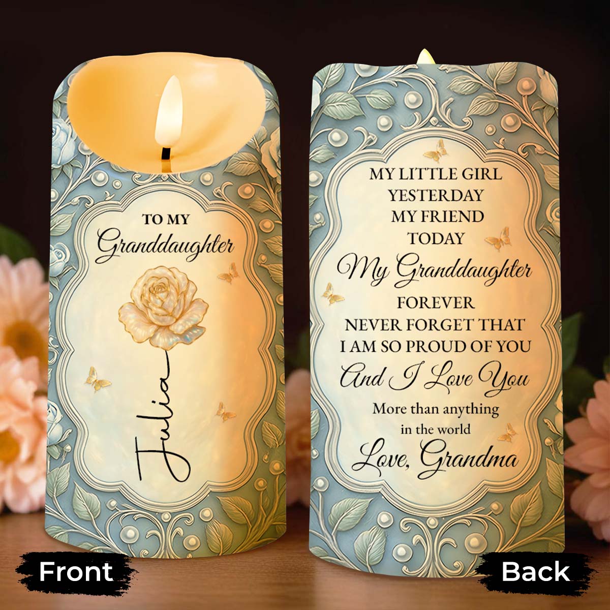 To My Granddaughter, Rose And Butterfly Design