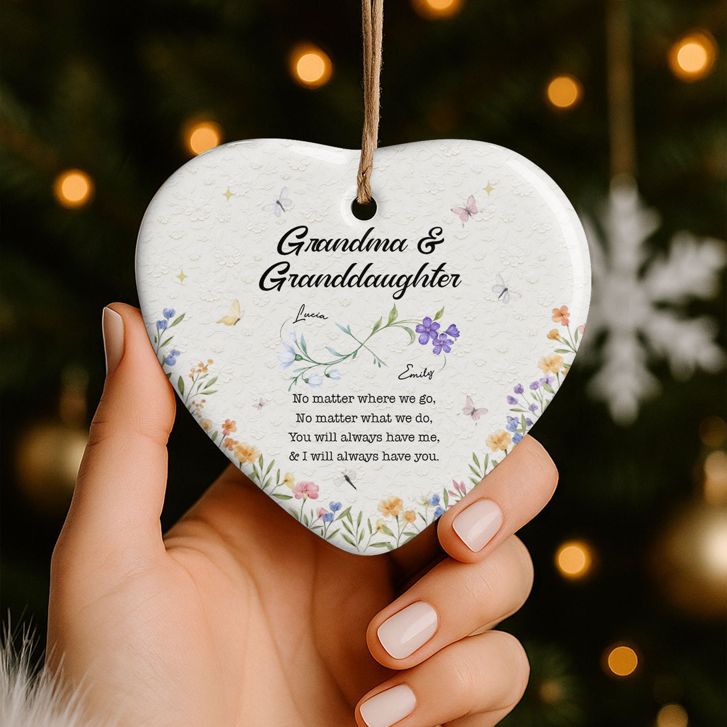 No Matter Where We Go, Flowers Heart Ornament