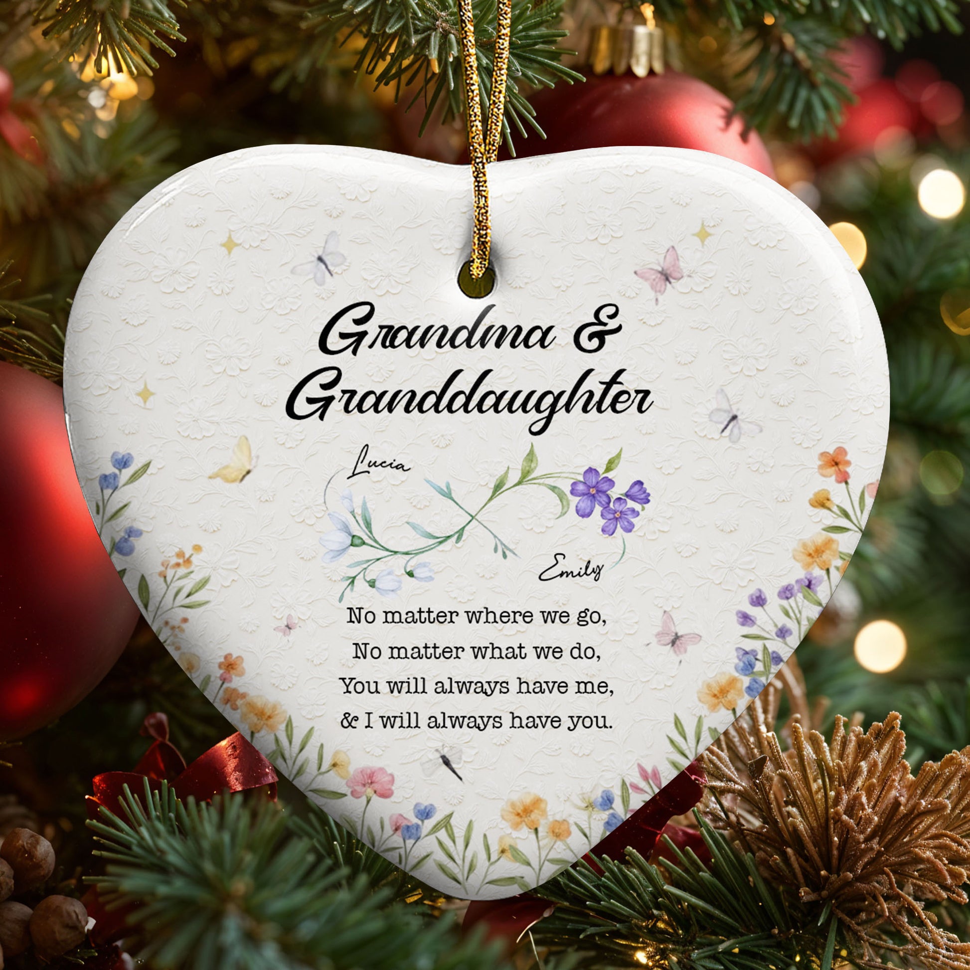 No Matter Where We Go, Flowers Heart Ornament