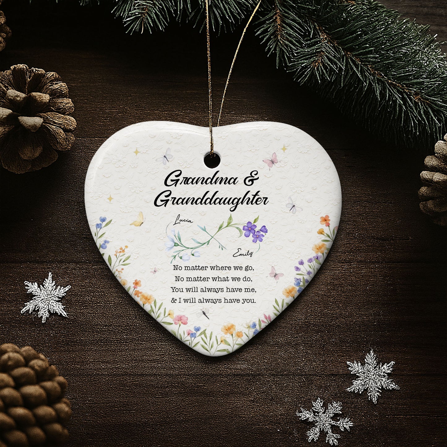 No Matter Where We Go, Flowers Heart Ornament