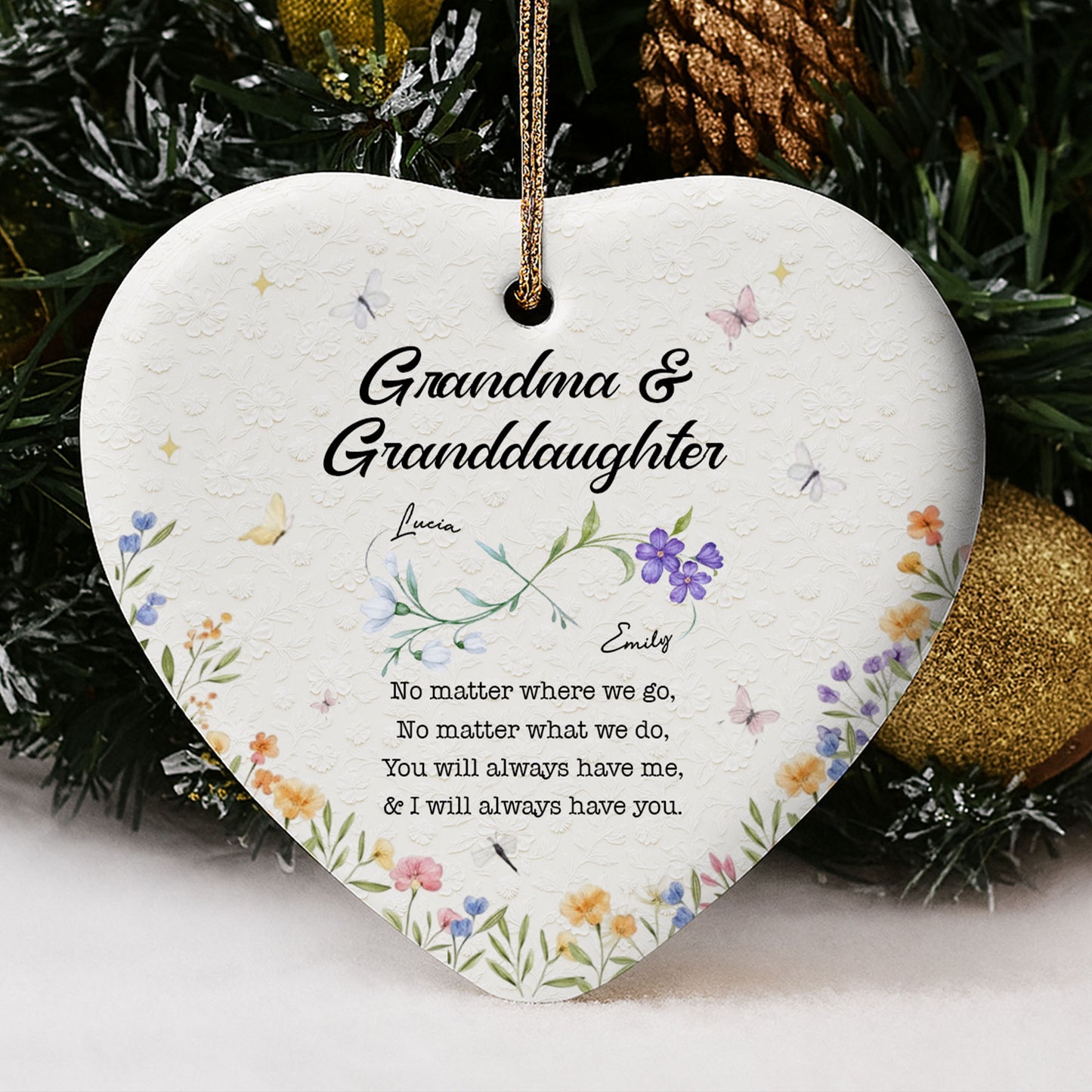 No Matter Where We Go, Flowers Heart Ornament