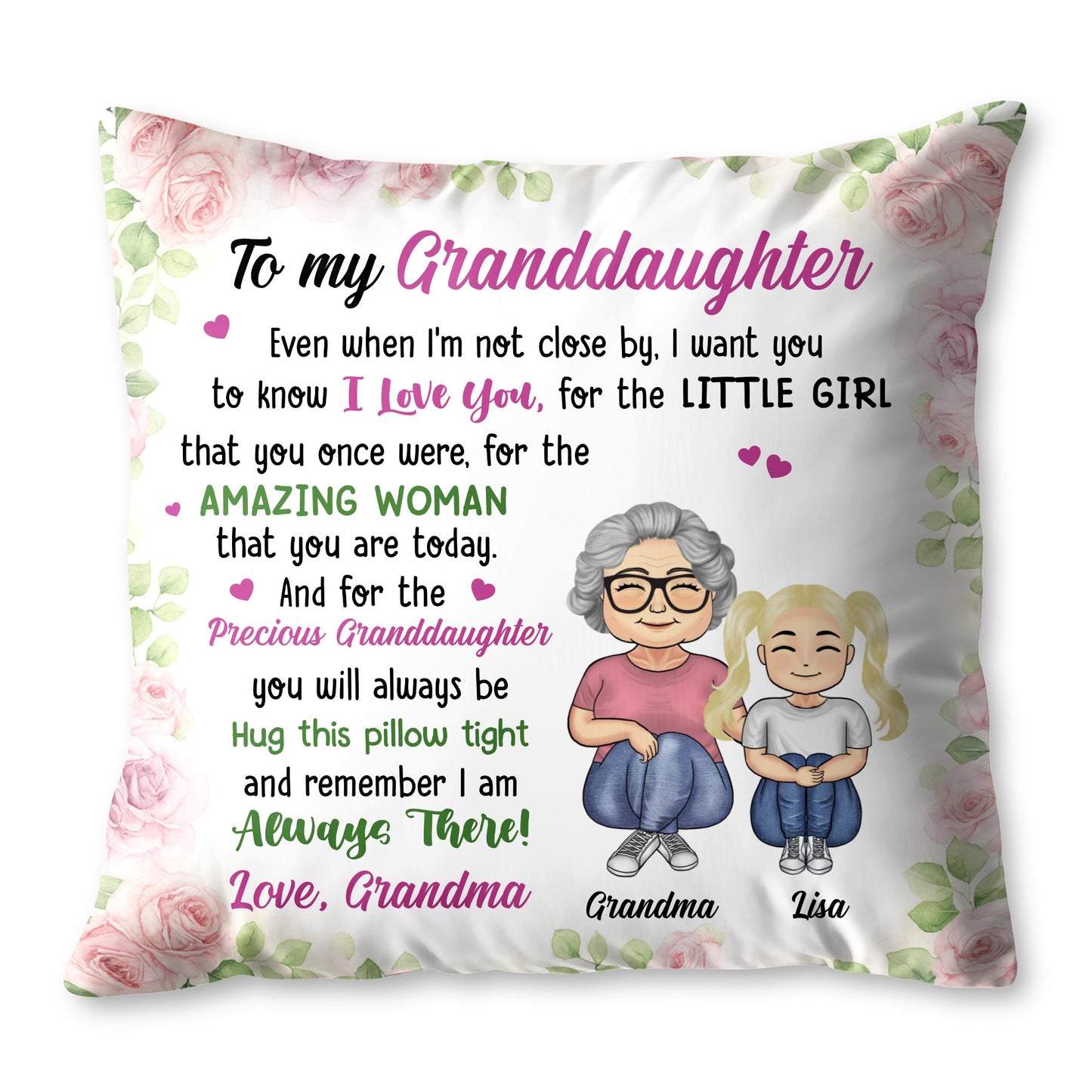To My Granddaughter, Remember I Am Always There, Flowers, Cartoon Characters