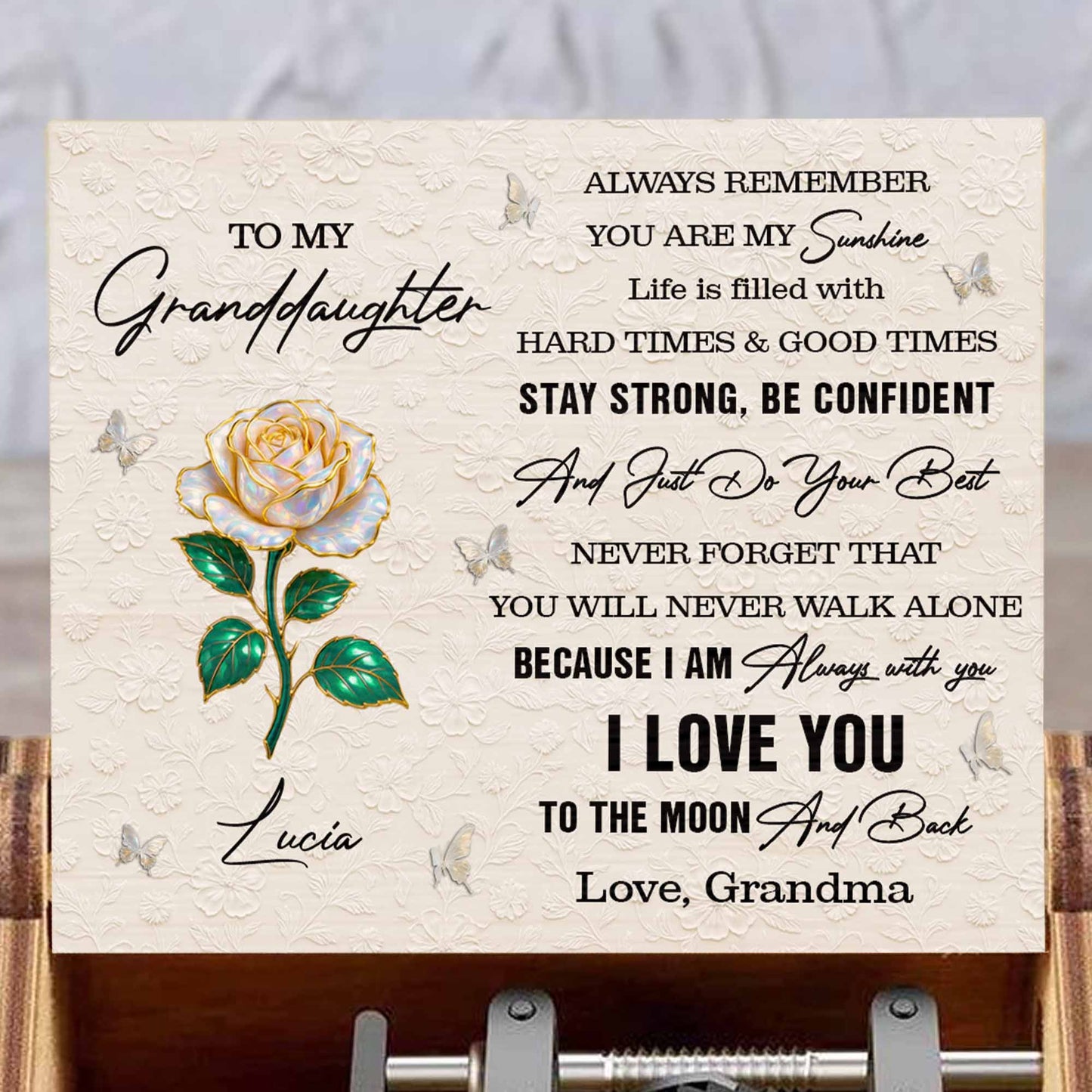 To My Granddaughter Rose And Butterflies Keepsake