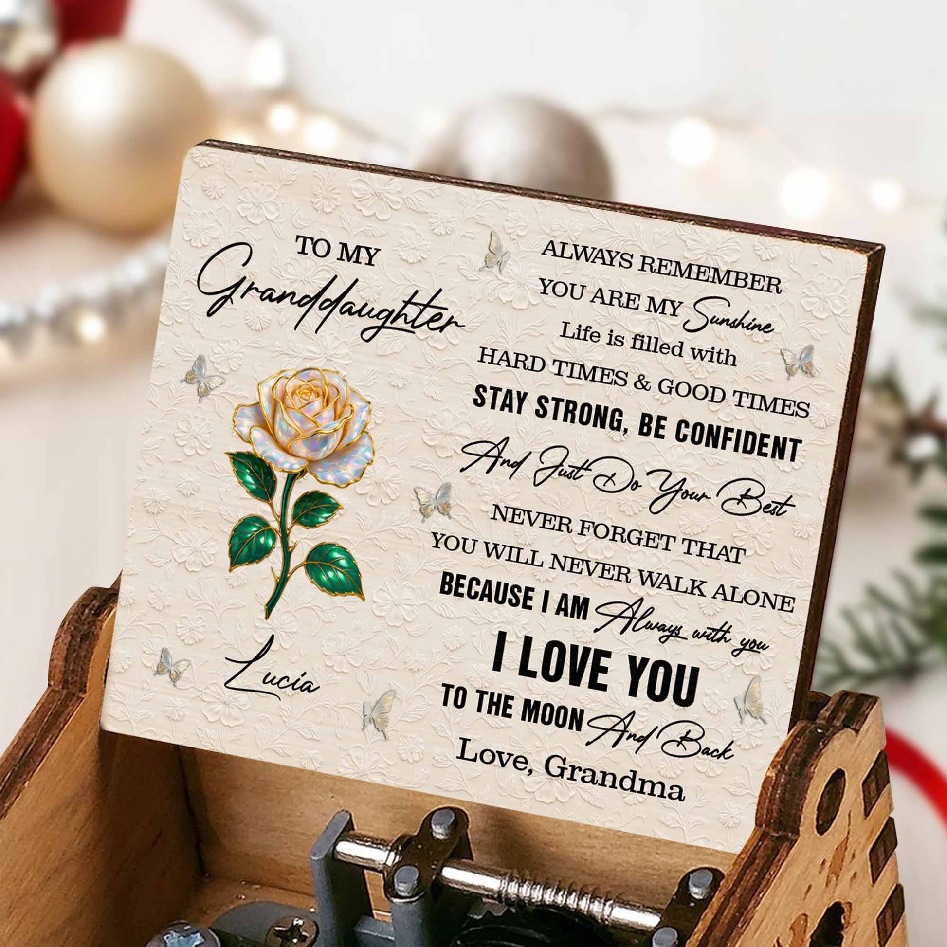 To My Granddaughter Rose And Butterflies Keepsake