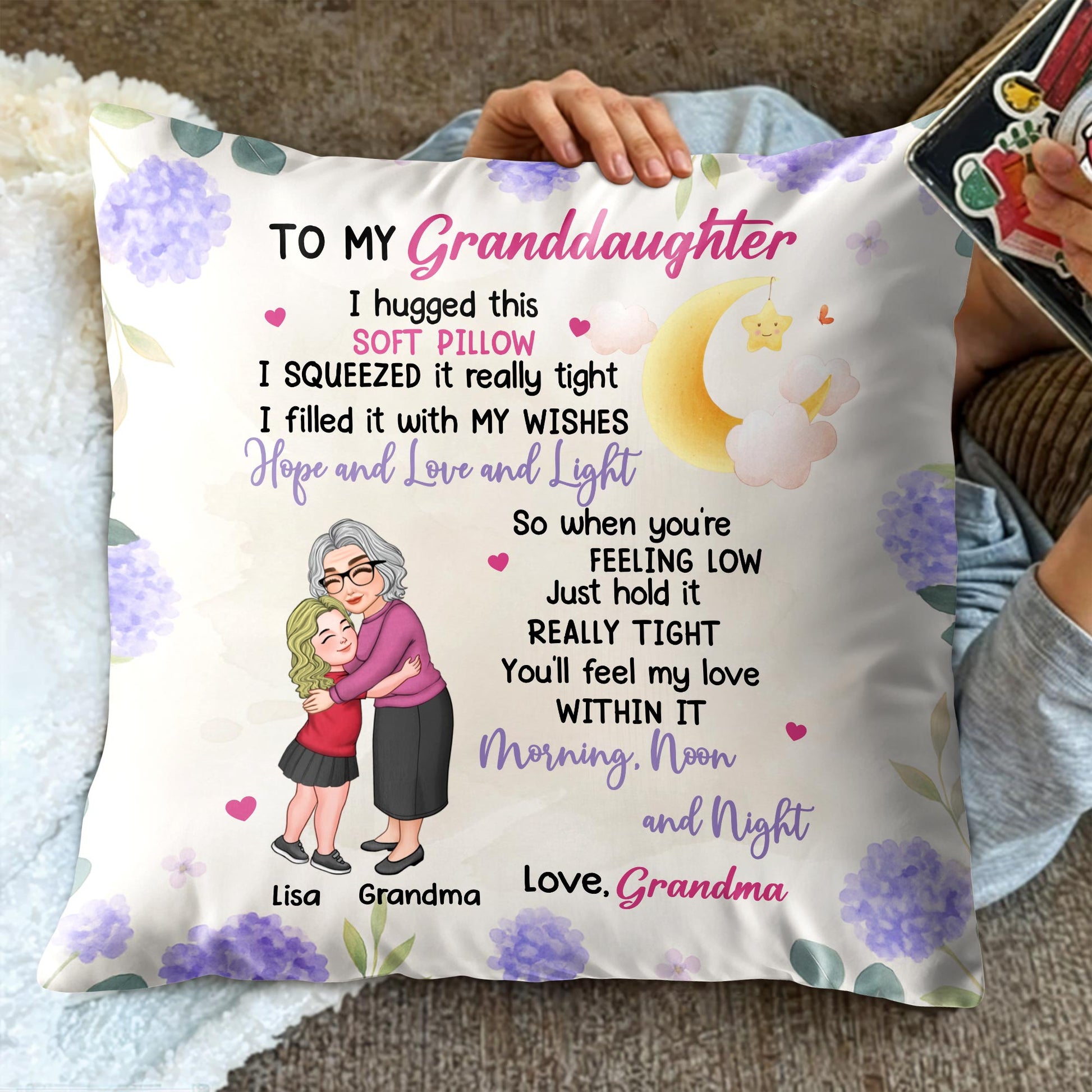 To My Granddaughter, Heartwarming Message With Flowers And Moon