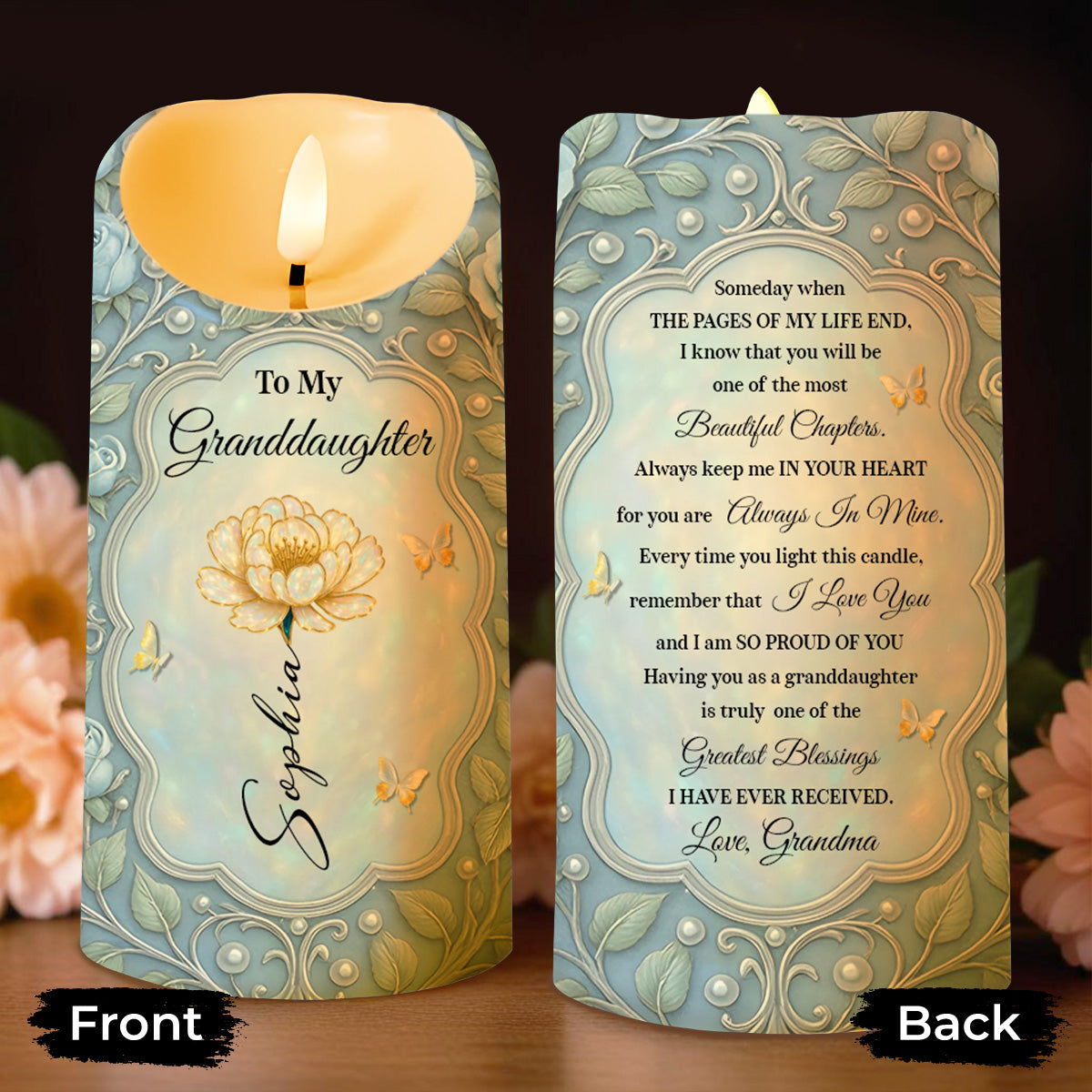 Always In My Heart Beautiful Chapters Granddaughter - Personalized Custom LED Candle - GDT572_LECA
