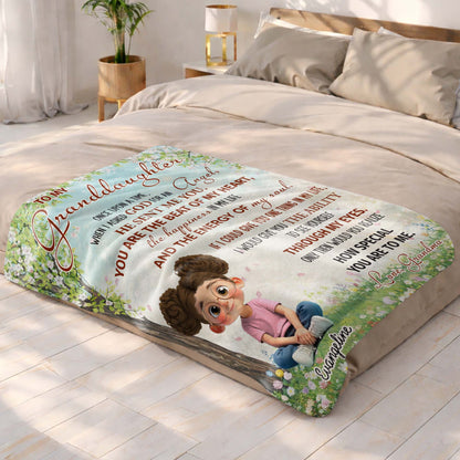 To My Granddaughter, Once Upon A Time, Glasses And Flowers - Personalized Custom Blanket - GDT577_BLK