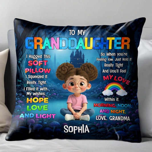 To My Grandson I Hugged This Soft Pillow With Boy And Castle
