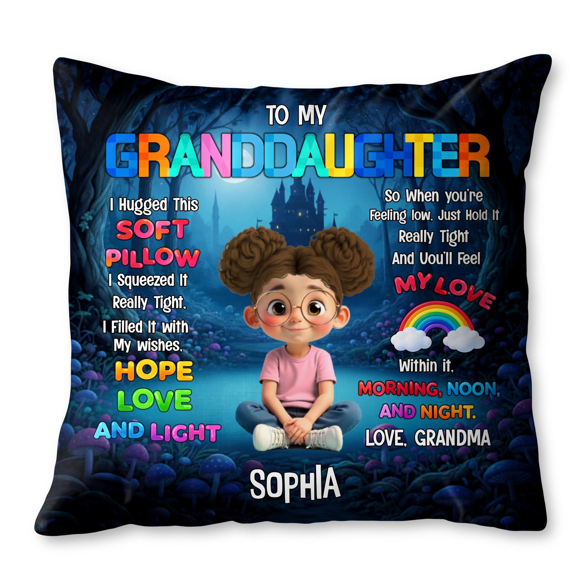 To My Grandson I Hugged This Soft Pillow With Boy And Castle