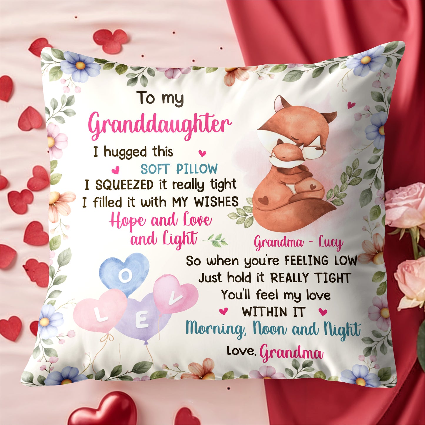 To My Granddaughter, Love And Wishes Soft Pillow