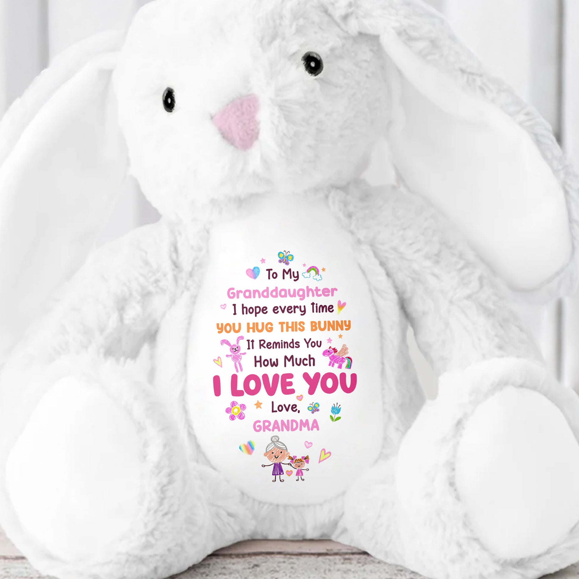 To My Granddaughter, I Love You Bunny With Heart And Flowers