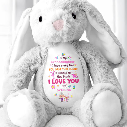 To My Granddaughter, I Love You Bunny With Heart And Flowers