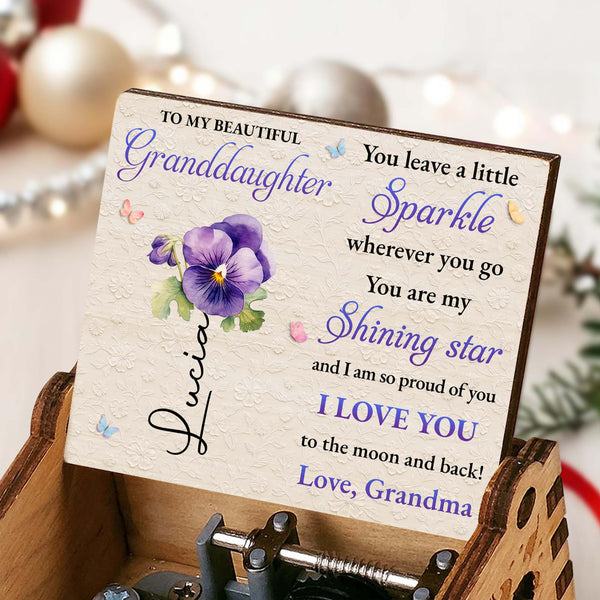 To My Beautiful Granddaughter Sparkle Wherever You Go Purple Flower