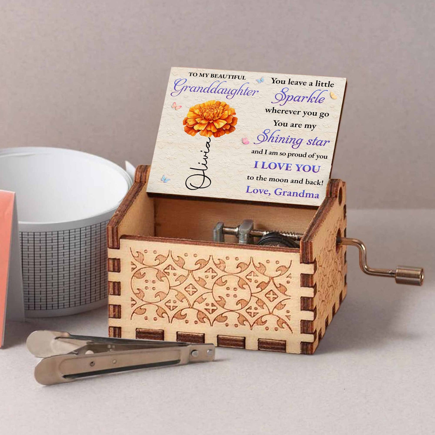 To My Beautiful Granddaughter Sparkle Wherever You Go Purple Flower